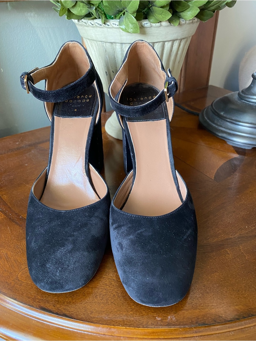 Laurence Dacade Paris Black Suede Mary Jane Block Heel Pumps 39 1/2. - Picture 2 of 13